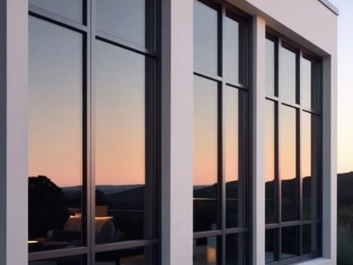 Residência contemporânea com película refletiva nos vidros